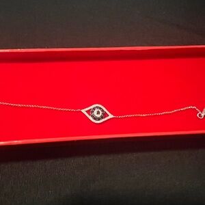 EFFY 14K White Gold Sapphire & Diamond Evil Eye Bracelet, 0.43 TCW